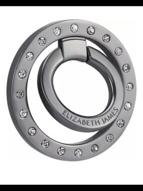 Elizabeth James Crystal-Studded Gunmetal Phone Ring